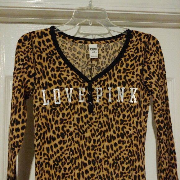Victoria's Secret Pink Long Jane One Piece Leopard Loungewear PJs S/P - Picture 2 of 11